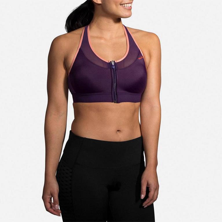 Brooks FASTFORWARD ZIP Running Bra Womens Sale - Purple (YNE710542)